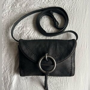 Lucky Brand Black Nubuck Leather Crossbody